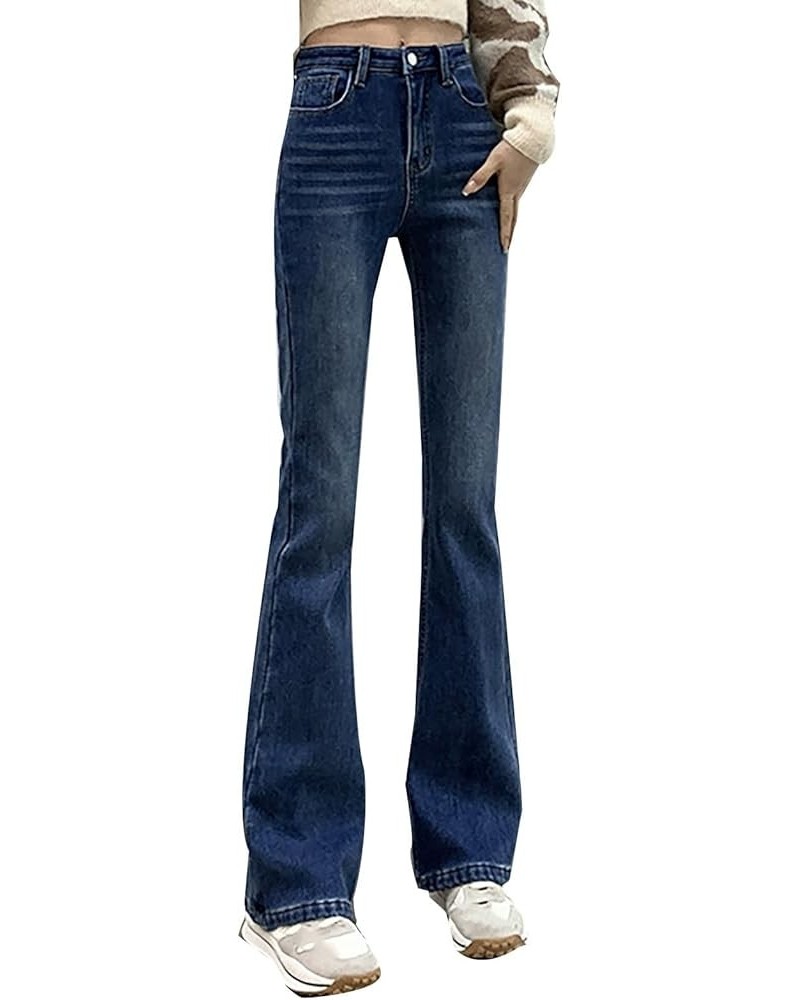 Women's Solid Color Slim Slim Straight Leg Floor Jeans Tight Height Waist Slimming Pants Blue - 2024 Pants for Women $13.25 S...