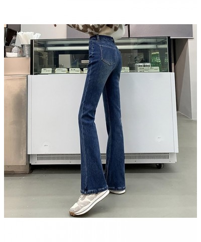 Women's Solid Color Slim Slim Straight Leg Floor Jeans Tight Height Waist Slimming Pants Blue - 2024 Pants for Women $13.25 S...