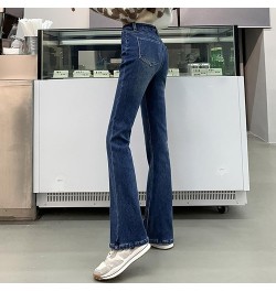 Women's Solid Color Slim Slim Straight Leg Floor Jeans Tight Height Waist Slimming Pants Blue - 2024 Pants for Women $13.25 S...