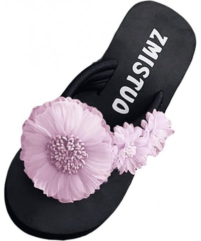 Flop Flower Toe Slipper Open Fashion Wedges Women Shoes Slip-on Flip Flops for Women Wide Width Comfortable (Navy, 5.5) 5.5 P...