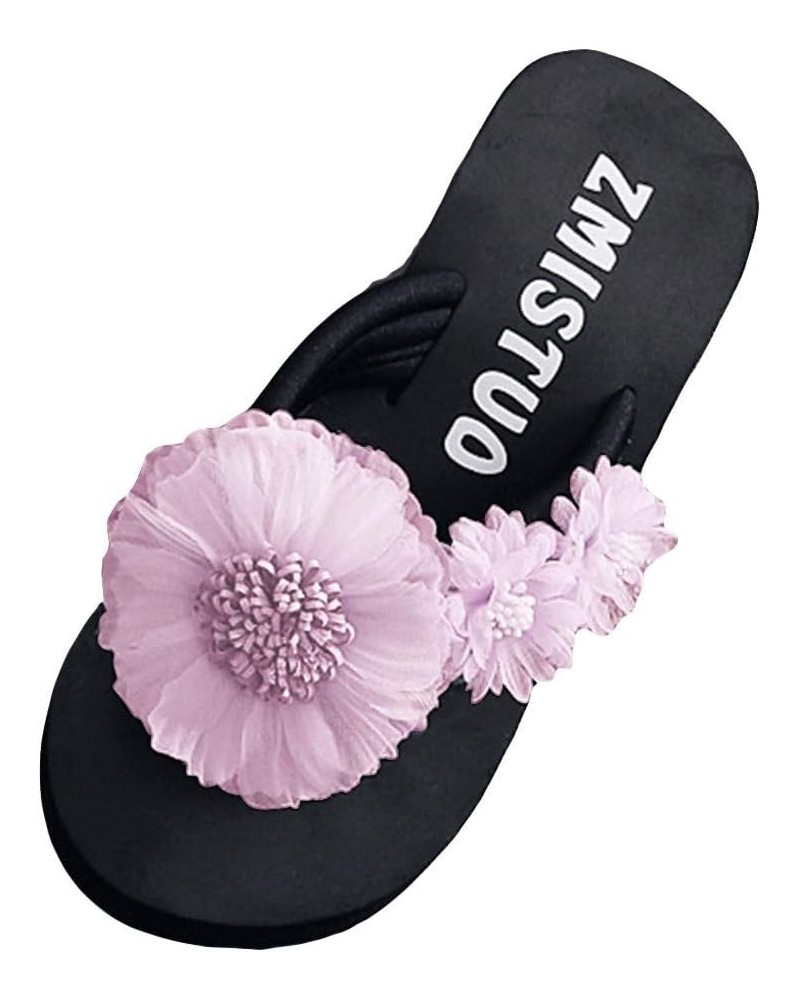 Flop Flower Toe Slipper Open Fashion Wedges Women Shoes Slip-on Flip Flops for Women Wide Width Comfortable (Navy, 5.5) 5.5 P...