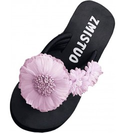 Flop Flower Toe Slipper Open Fashion Wedges Women Shoes Slip-on Flip Flops for Women Wide Width Comfortable (Navy, 5.5) 5.5 P...