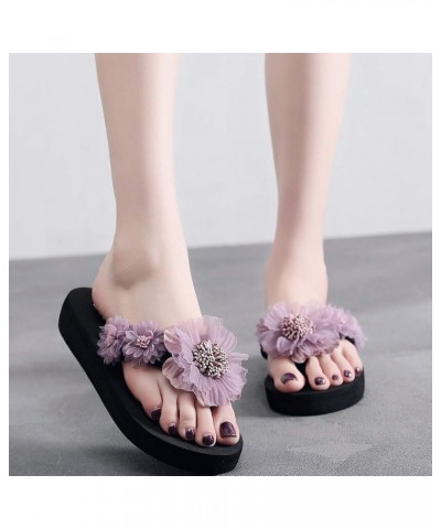 Flop Flower Toe Slipper Open Fashion Wedges Women Shoes Slip-on Flip Flops for Women Wide Width Comfortable (Navy, 5.5) 5.5 P...