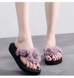 Flop Flower Toe Slipper Open Fashion Wedges Women Shoes Slip-on Flip Flops for Women Wide Width Comfortable (Navy, 5.5) 5.5 P...