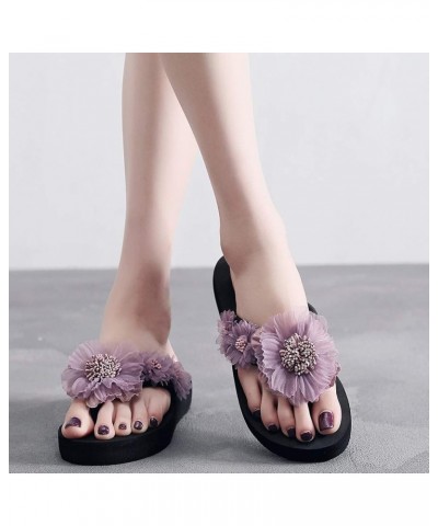 Flop Flower Toe Slipper Open Fashion Wedges Women Shoes Slip-on Flip Flops for Women Wide Width Comfortable (Navy, 5.5) 5.5 P...