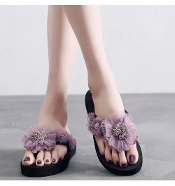 Flop Flower Toe Slipper Open Fashion Wedges Women Shoes Slip-on Flip Flops for Women Wide Width Comfortable (Navy, 5.5) 5.5 P...