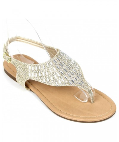 Women's Strappy Gladiator Rhinestone Glitter Flip Flops Sandals (6, Gold) $9.24 Sandals