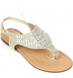 Women's Strappy Gladiator Rhinestone Glitter Flip Flops Sandals (6, Gold) $9.24 Sandals