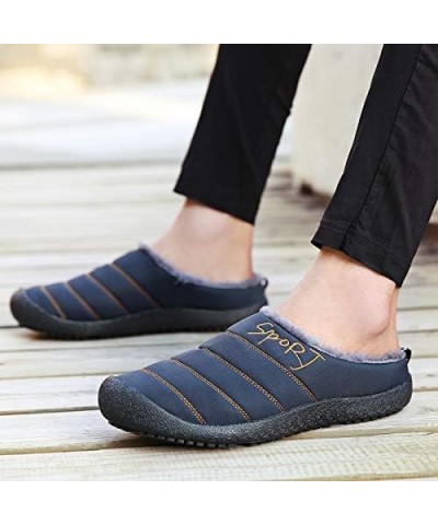 FXDN Winter Indoor Unisex Warm Shoes Waterproof Flat Heel Plush Sliders for Home Outdoor Non-Slip Couple Sliders Plus Size Bl...