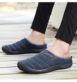 FXDN Winter Indoor Unisex Warm Shoes Waterproof Flat Heel Plush Sliders for Home Outdoor Non-Slip Couple Sliders Plus Size Bl...