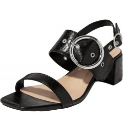 Women's High Stilettos Ladies Summer Square Head Hollow Out Open Toe Belt Buckle Hollow Sandals Large Size Thick Black 10 $30...