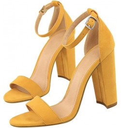 Women's Summer High Heel Pumps Fashion Simple Block Chunky Heels Sexy Prom Club High Heeled Sandals Yellow $17.01 Sandals