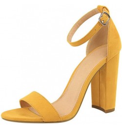 Women's Summer High Heel Pumps Fashion Simple Block Chunky Heels Sexy Prom Club High Heeled Sandals Yellow $17.01 Sandals