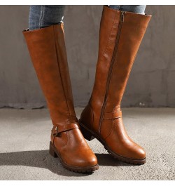 Womens Fall Boots Knee High Wide Calf Tall Winter Boots For Women 2023 Knee High Boots Wide Calf Leather Zipper Shoe Yellow $...