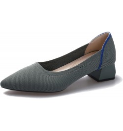 Pump Shoes for Women Stylish Pointy Toe Block Low Heel Pumps Outdoor Breathable Knitted Slip on Dress Shoes Blue $26.73 Pumps