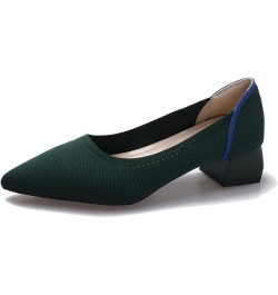 Pump Shoes for Women Stylish Pointy Toe Block Low Heel Pumps Outdoor Breathable Knitted Slip on Dress Shoes Blue $26.73 Pumps