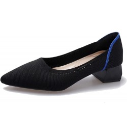 Pump Shoes for Women Stylish Pointy Toe Block Low Heel Pumps Outdoor Breathable Knitted Slip on Dress Shoes Blue $26.73 Pumps