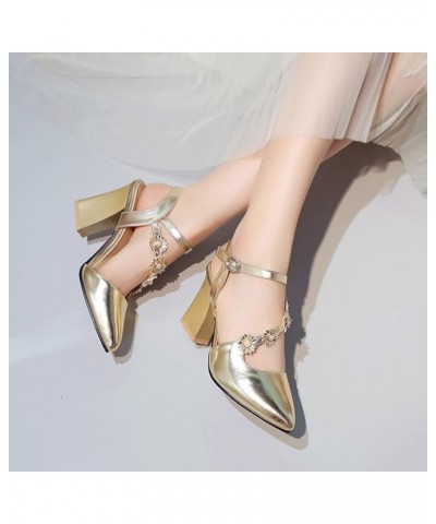 High Heels 5Cm/1.96Inch Women's Pointed Toe Chunky Heels Party Evening Dress High Heels Prom Gold $28.91 Pumps