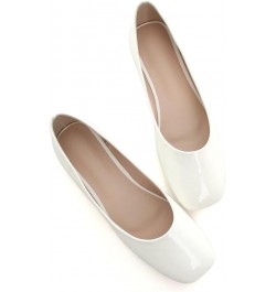 Women's Comfortable Slip On Ballet Shoes Square Toe Dress Flats Soft Walking Flats Pu White $17.14 Flats