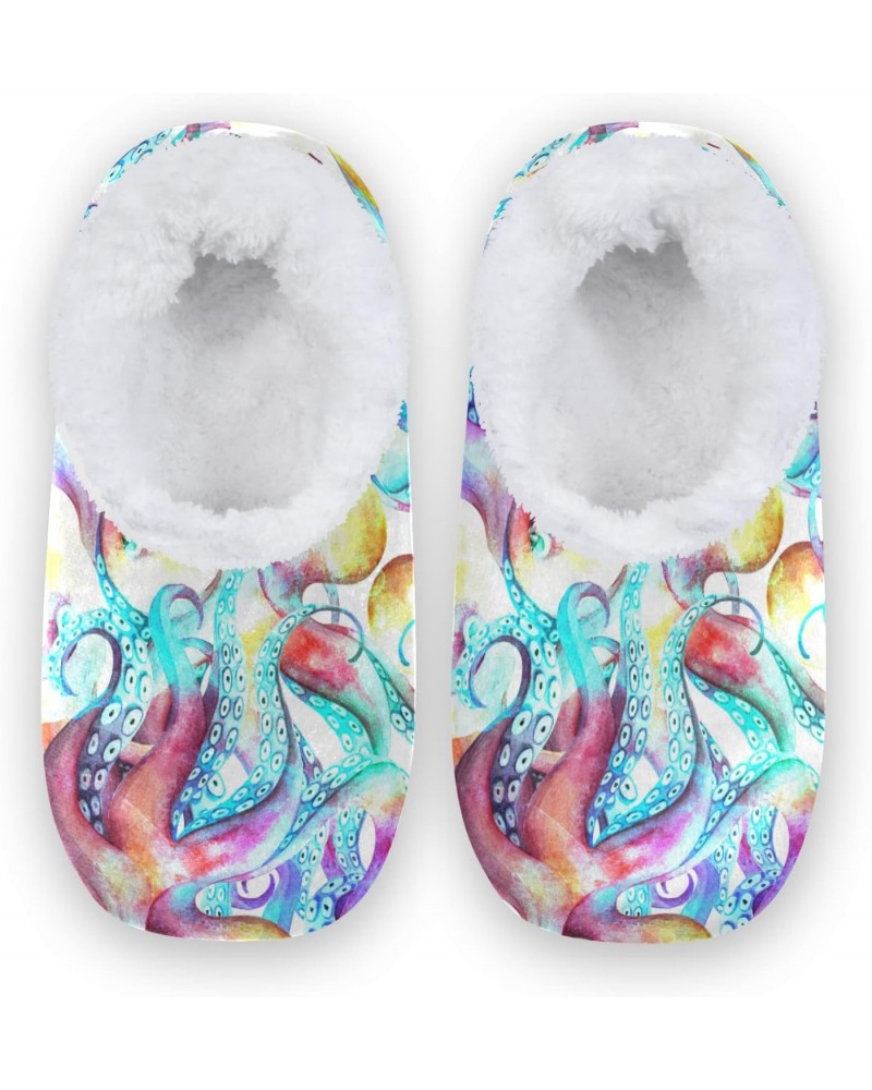 Unisex Slippers Colorful Ocean Octopus Fish Coral Fleece Slippers Socks Indoor Cozy Fuzzy Feet Slippers House Slippers $15.59...