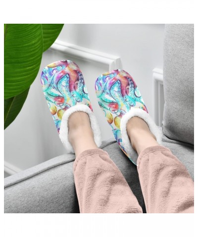 Unisex Slippers Colorful Ocean Octopus Fish Coral Fleece Slippers Socks Indoor Cozy Fuzzy Feet Slippers House Slippers $15.59...