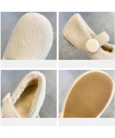 Woolen Shoes for Women Wear Plush Flat Sole Ballet Cotton Single Shoes in Winter Warm Thick Soled Lazy Shoes (Khaki, 8) Beige...