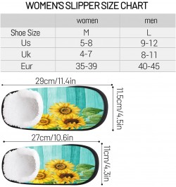 Teal Wooden Sunflower Floral Womens House Slippers Indoor, Men's Soft Cozy Warm Plush Bedroom Anti Skid Slippers Memory Foam ...