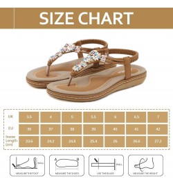 Women's Sandals T-Strap Thong Flat Comfortable Sandals Flat Leather Sandal Toe Post Bohemian with Low Wedge for Summer Holida...