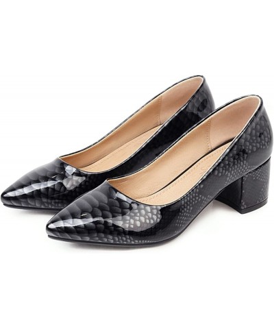 Women Pointed Toe Dress Work Wedding Block Mid Heels Pumps Slip On Black 4 $24.45 Pumps