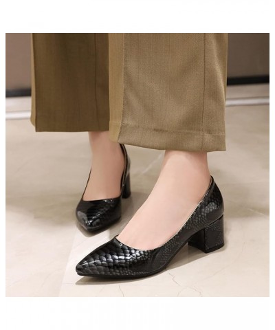 Women Pointed Toe Dress Work Wedding Block Mid Heels Pumps Slip On Black 4 $24.45 Pumps