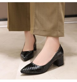 Women Pointed Toe Dress Work Wedding Block Mid Heels Pumps Slip On Black 4 $24.45 Pumps