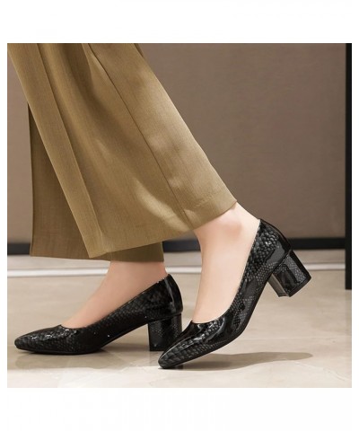 Women Pointed Toe Dress Work Wedding Block Mid Heels Pumps Slip On Black 4 $24.45 Pumps