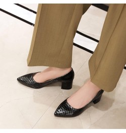 Women Pointed Toe Dress Work Wedding Block Mid Heels Pumps Slip On Black 4 $24.45 Pumps