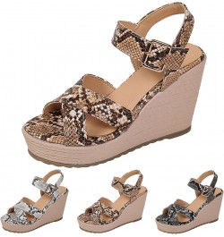 Platform Sandals for Women casual Summer Women Sandals Wedge High Heels Suede Colorblock Buckle Sandals Z 11-brown $20.06 San...