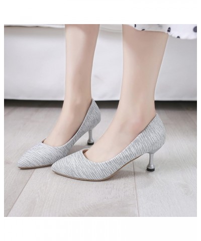 Closed Pointed Toe High Heels Pumps Casual Womens Slip On Faux Leather Soft Sole Princess Kitten Pump Shoes Gold $25.30 Pumps