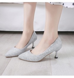 Closed Pointed Toe High Heels Pumps Casual Womens Slip On Faux Leather Soft Sole Princess Kitten Pump Shoes Gold $25.30 Pumps