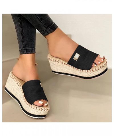 Sandals for Women Dressy Summer, Platform Sandals Women Dressy Espadrille Open Toe Wedge Sandals with Buckle Strap X02-black ...