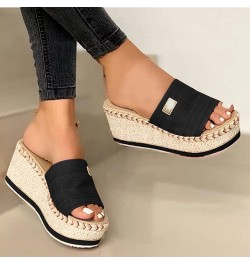 Sandals for Women Dressy Summer, Platform Sandals Women Dressy Espadrille Open Toe Wedge Sandals with Buckle Strap X02-black ...