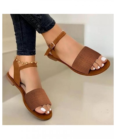 Sandals For Women Dressy Summer Fashion Roman Strap Large Size Flat Casual Beach Flip Flops White $18.62 Sandals