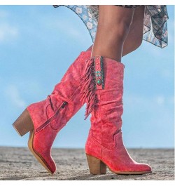 Women's Over The Knee Thigh High Boots Fashion Casual Leather Splicing Round Toe Platform Chunky Heel Long Boots Stretch Warm...