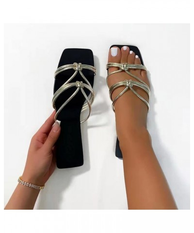 Thong Sandals Heels for Women Women Sandals Fashionable Comfortable Casual Open Toe Thin Belt Flat Slippers Large Gold $11.28...