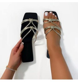 Thong Sandals Heels for Women Women Sandals Fashionable Comfortable Casual Open Toe Thin Belt Flat Slippers Large Gold $11.28...