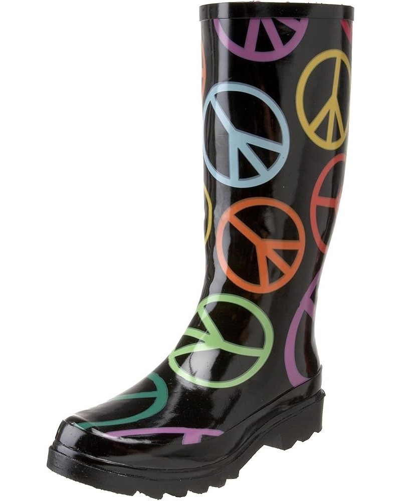 Women's Raisin Rain Boot Peace Sign $19.03 Boots