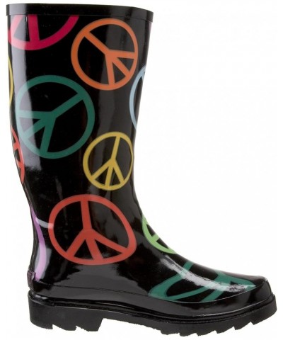 Women's Raisin Rain Boot Peace Sign $19.03 Boots