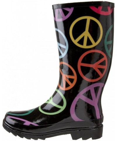 Women's Raisin Rain Boot Peace Sign $19.03 Boots