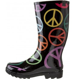 Women's Raisin Rain Boot Peace Sign $19.03 Boots