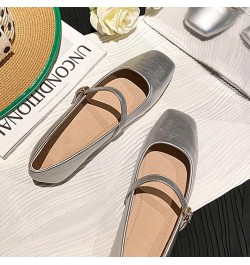 Women's Slip On Flats Comfortable Square Toe Mary Jane Flats Soft Dance Ballet Flats Pu 1 Silver $13.07 Flats