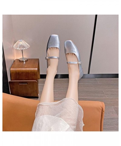 Women's Slip On Flats Comfortable Square Toe Mary Jane Flats Soft Dance Ballet Flats Pu 1 Silver $13.07 Flats