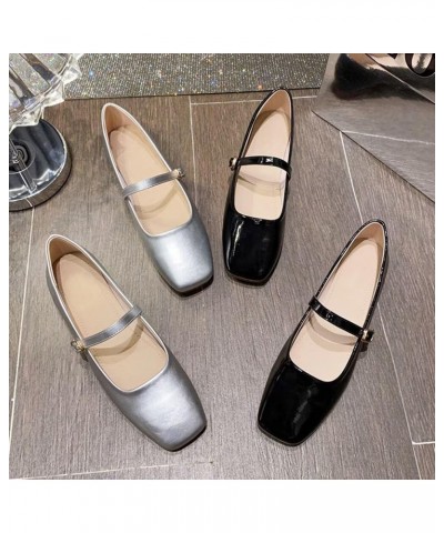 Women's Slip On Flats Comfortable Square Toe Mary Jane Flats Soft Dance Ballet Flats Pu 1 Silver $13.07 Flats