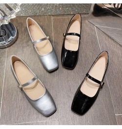 Women's Slip On Flats Comfortable Square Toe Mary Jane Flats Soft Dance Ballet Flats Pu 1 Silver $13.07 Flats